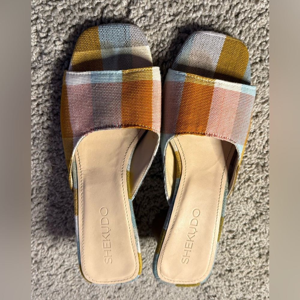 Shekudo Adiza Plaid Mules Multicolor